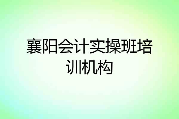 襄阳会计实操班培训机构