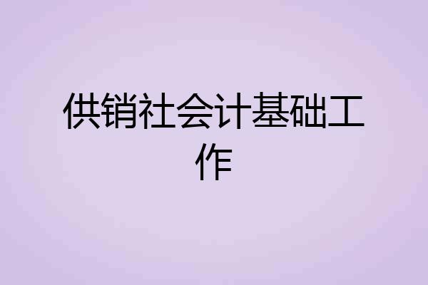 供销社会计基础工作