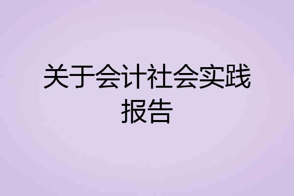 关于会计社会实践报告