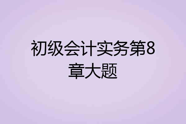 初级会计实务第8章大题