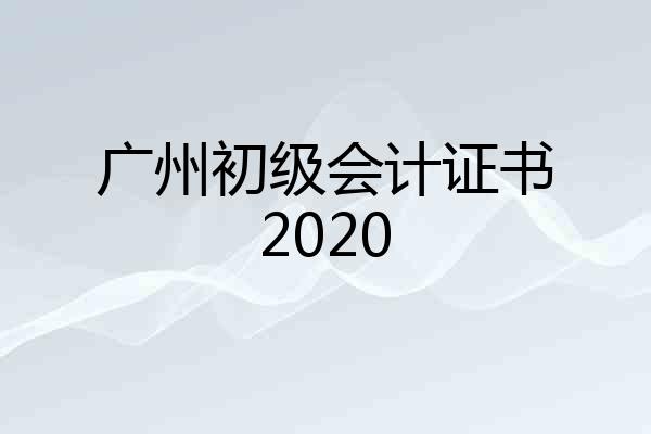 广州初级会计证书2020
