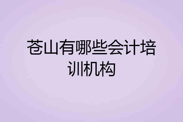 苍山有哪些会计培训机构