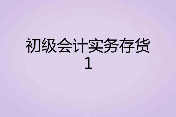 初级会计实务存货1