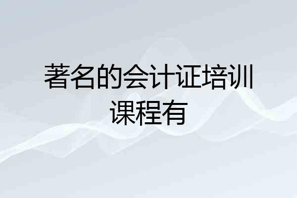 著名的会计证培训课程有