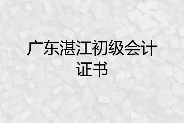 广东湛江初级会计证书