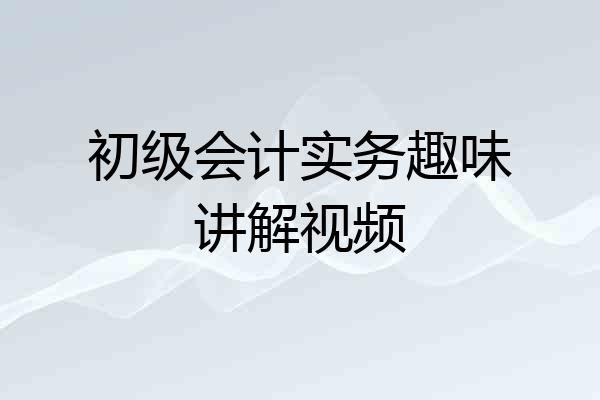 初级会计实务趣味讲解视频