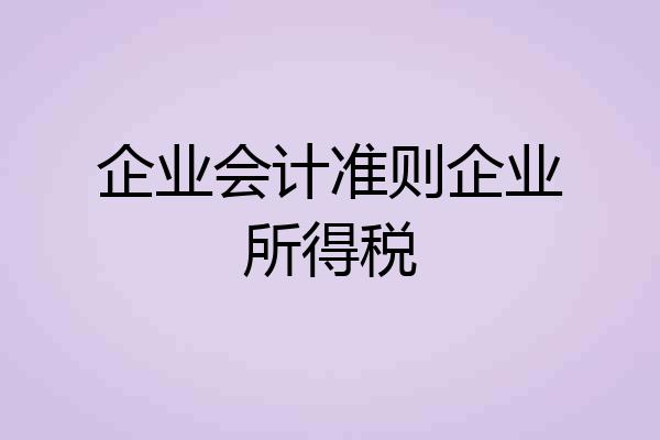 企业会计准则企业所得税