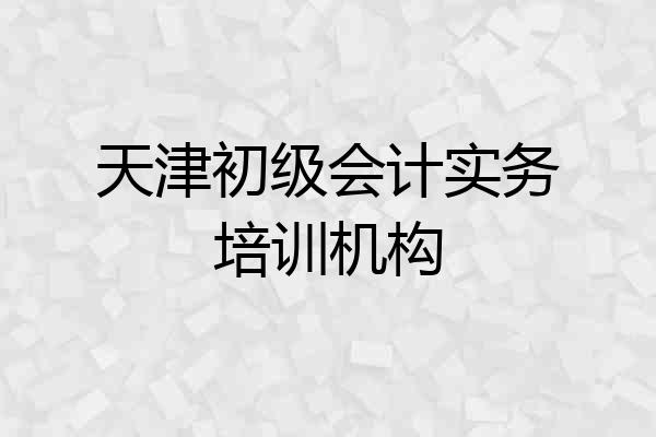 天津初级会计实务培训机构