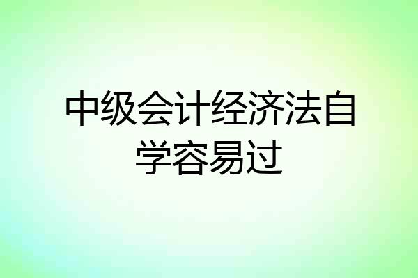 中级会计经济法自学容易过