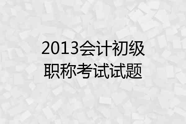 2013会计初级职称考试试题