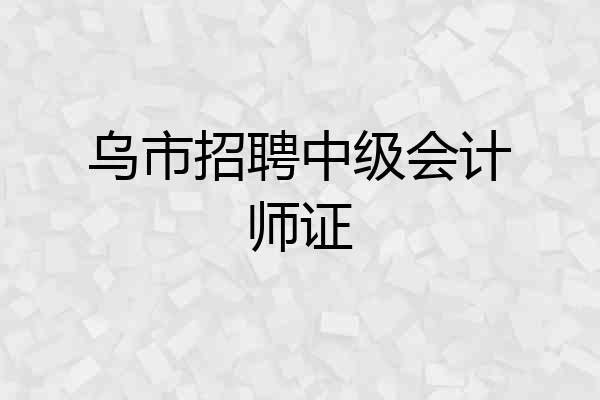 乌市招聘中级会计师证