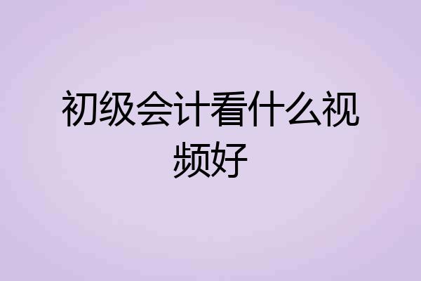 初级会计看什么视频好