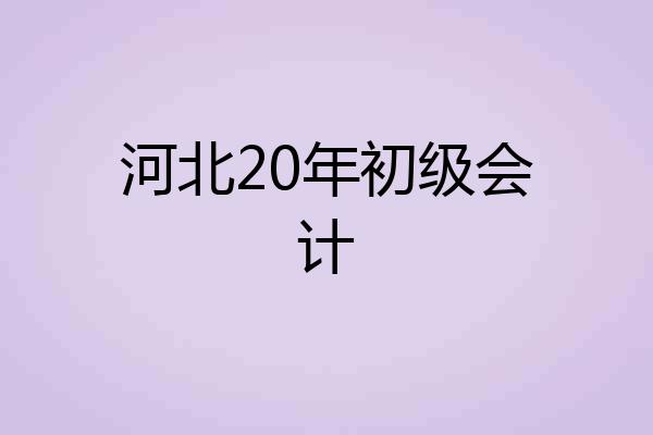 河北20年初级会计