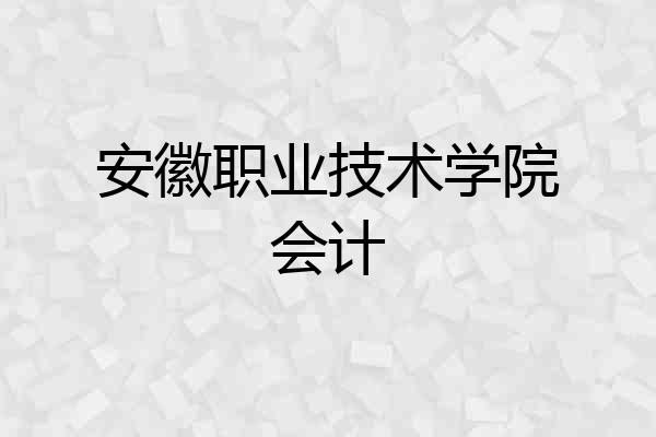 安徽职业技术学院会计