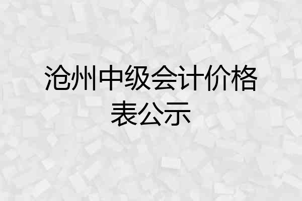 沧州中级会计价格表公示