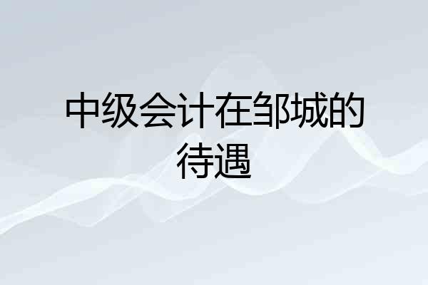 中级会计在邹城的待遇