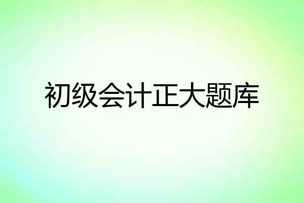 初级会计正大题库