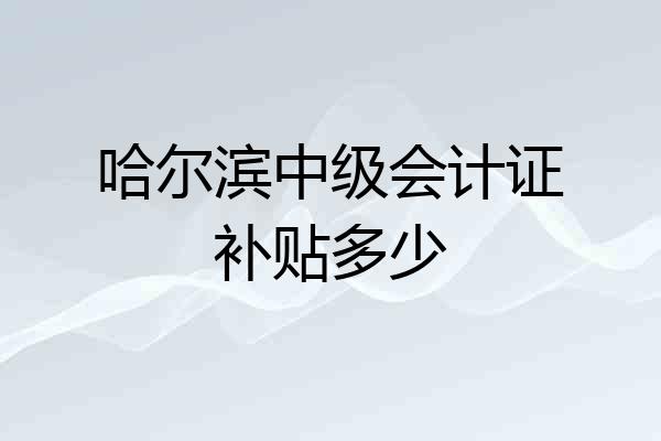 哈尔滨中级会计证补贴多少