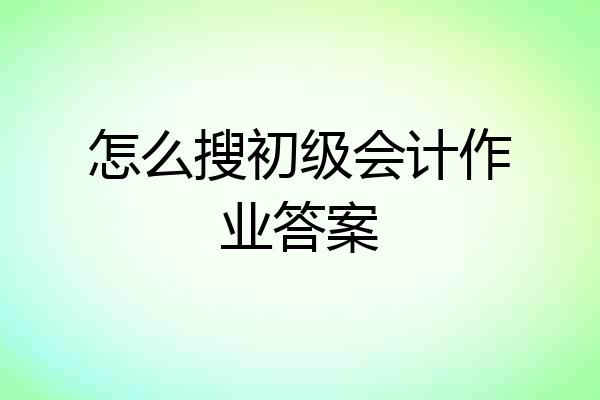 怎么搜初级会计作业答案