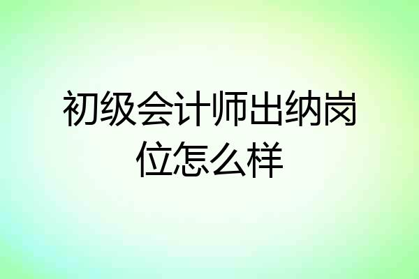 初级会计师出纳岗位怎么样