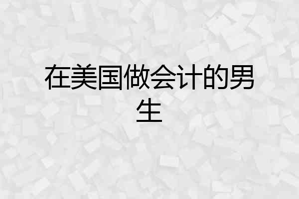 在美国做会计的男生