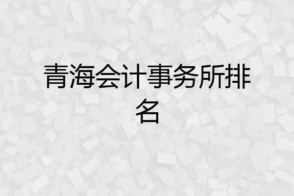 青海会计事务所排名