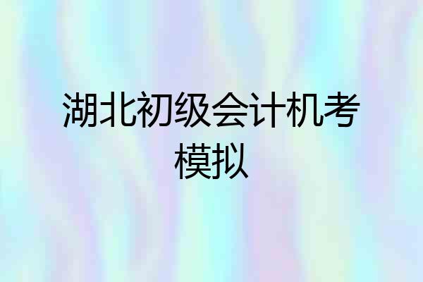 湖北初级会计机考模拟