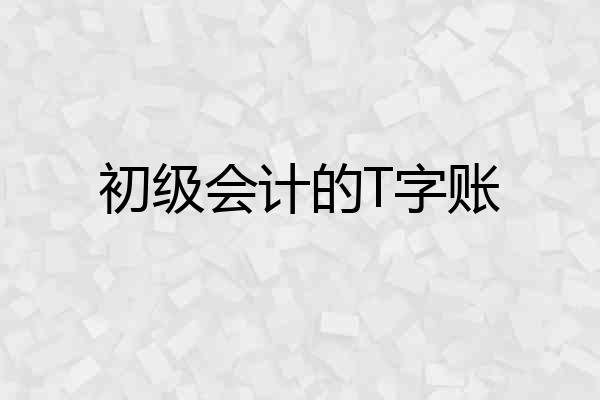 初级会计的T字账
