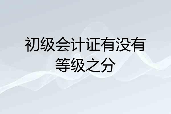 初级会计证有没有等级之分