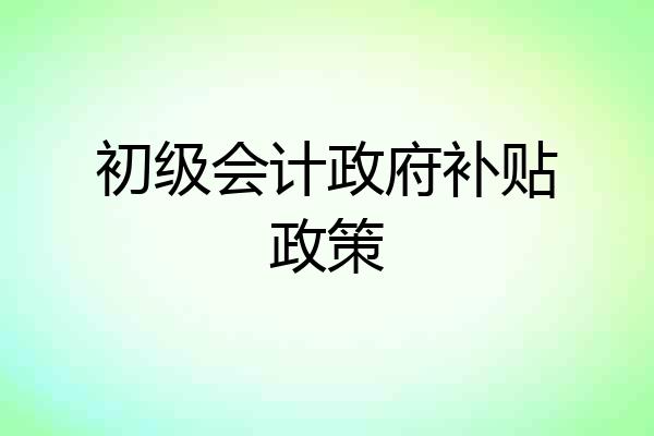 初级会计政府补贴政策