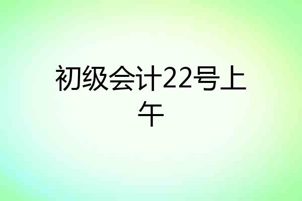 初级会计22号上午