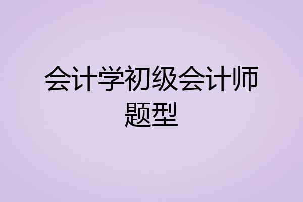 会计学初级会计师题型