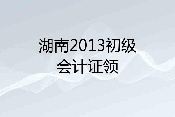 湖南2013初级会计证领