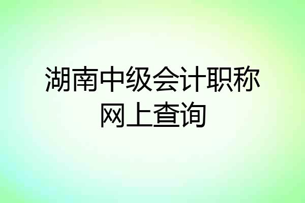 湖南中级会计职称网上查询