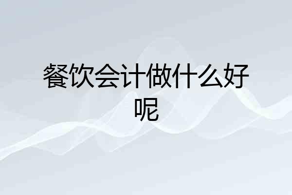 餐饮会计做什么好呢