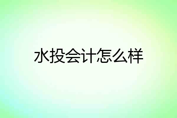 水投会计怎么样
