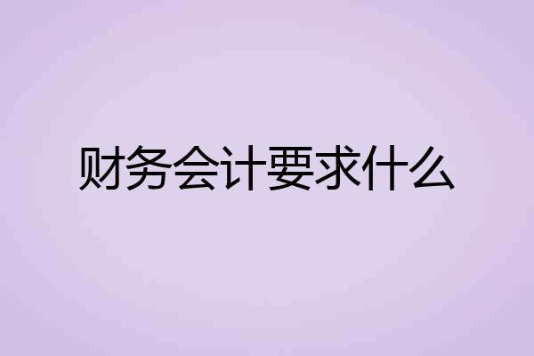财务会计要求什么