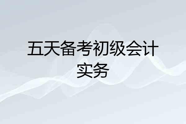 五天备考初级会计实务