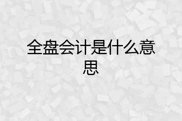 全盘会计是什么意思