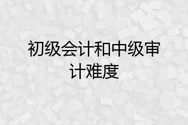 初级会计和中级审计难度