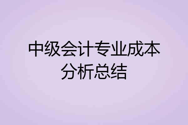 中级会计专业成本分析总结