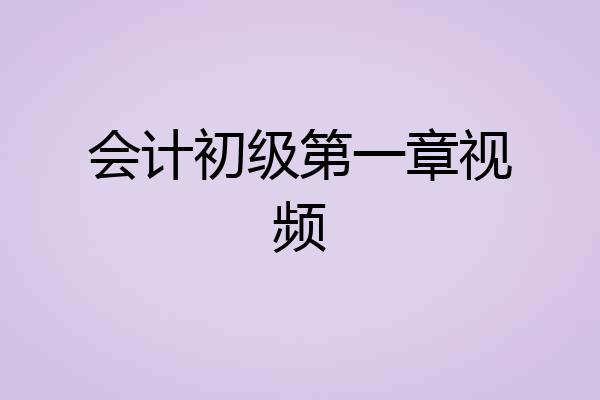 会计初级第一章视频