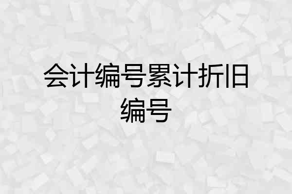 会计编号累计折旧编号