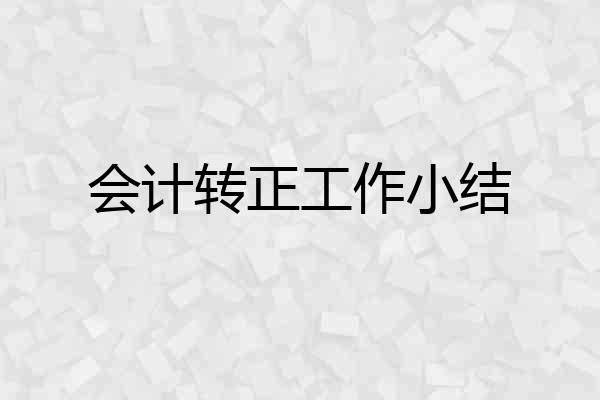 会计转正工作小结
