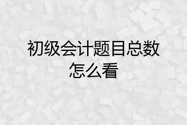 初级会计题目总数怎么看