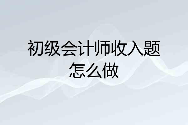 初级会计师收入题怎么做