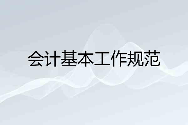 会计基本工作规范