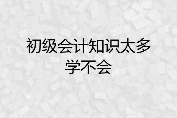 初级会计知识太多学不会