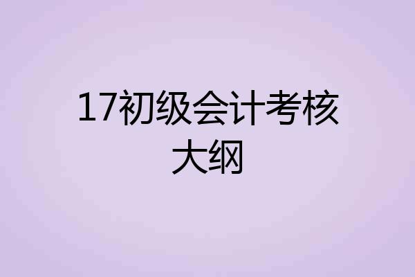 17初级会计考核大纲