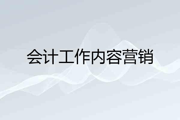 会计工作内容营销